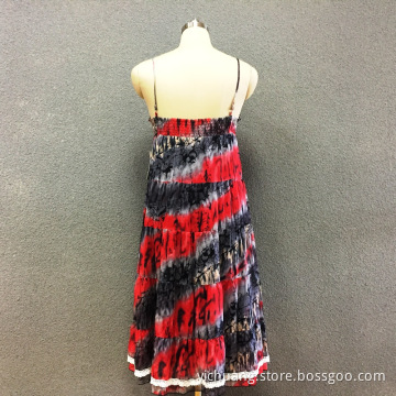 Women's polyester printed striped long dress
